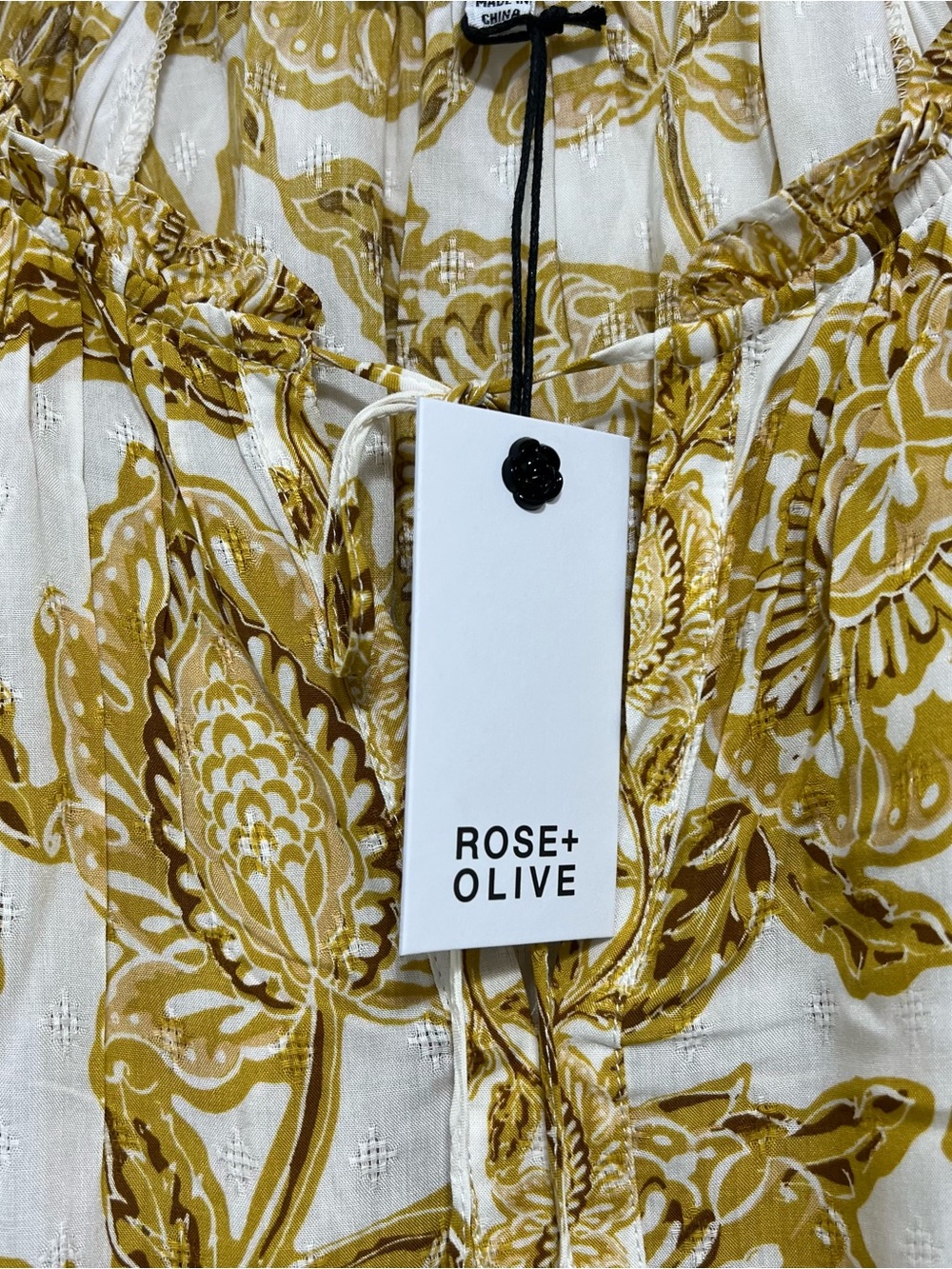 Rose & Olive NWT 100% Rayon Mustard Yellow Floral Boho Blouse Plus Size - Picture 4 of 8